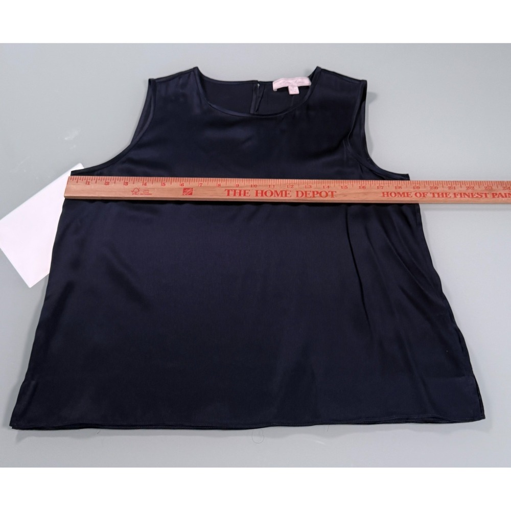 Brooks Brothers 100% Silk Navy Blue Sleeveless Blouse Shell Top Keyhole Womens-8 - Picture 8 of 11